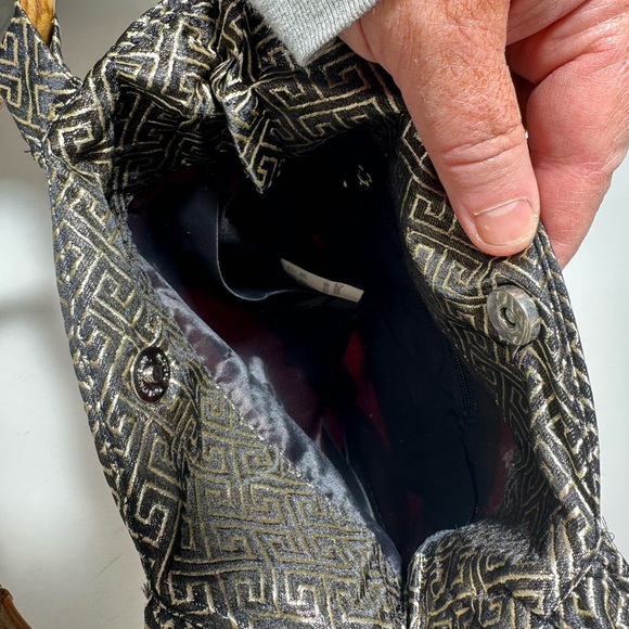Red and Gold Geometric Tote with Bamboo Handle - Picture 4 of 4